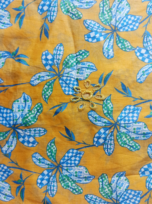 Rahwaleen Printed Lawn Suit with Chicken Kari Embroidery |πΎ Mustard Meadow | (R25-065)