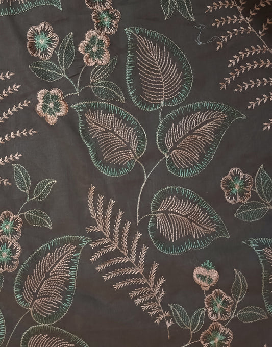 Rahwaleen Embroidered Lawn Suit (3-Piece) | π« Chocolate Bloom | (R25-156)