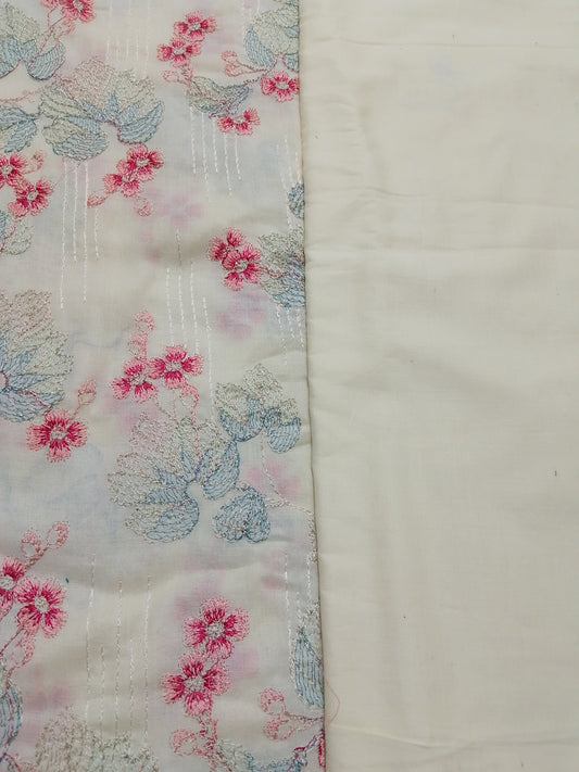 Rahwaleen Embroidered Lawn Suit (3-Piece) | π Ivory Bloom | (R25-157)