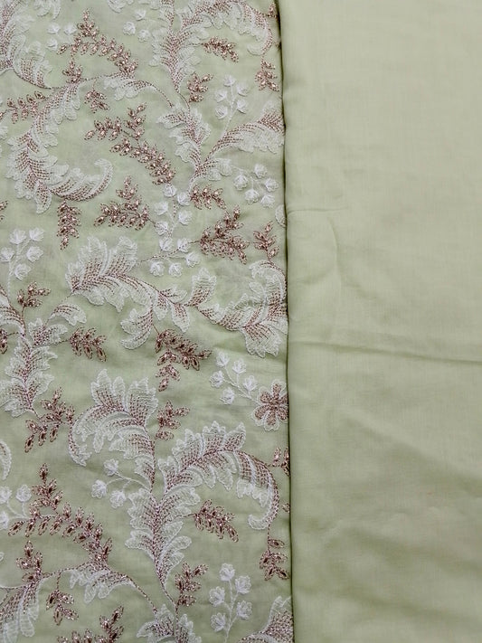 Rahwaleen Embroidered Lawn Suit (3-Piece) | πΏ Pistachio Bloom | (R25-161)