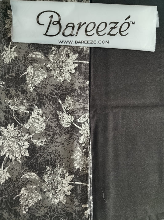 A1 - Rahwaleen Printed Karandi Suit (3-Piece) | 🖤❄ Midnight Bloom | (R25-198)