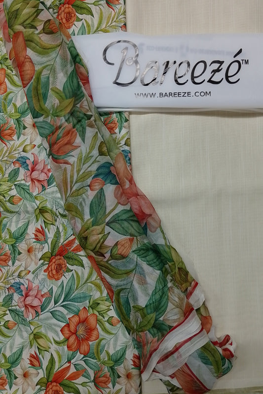 (R25-206) | Rahwaleen Printed Khaddar Suit (3-Piece) | 🍂 Autumn Glow | Bareeze Prints