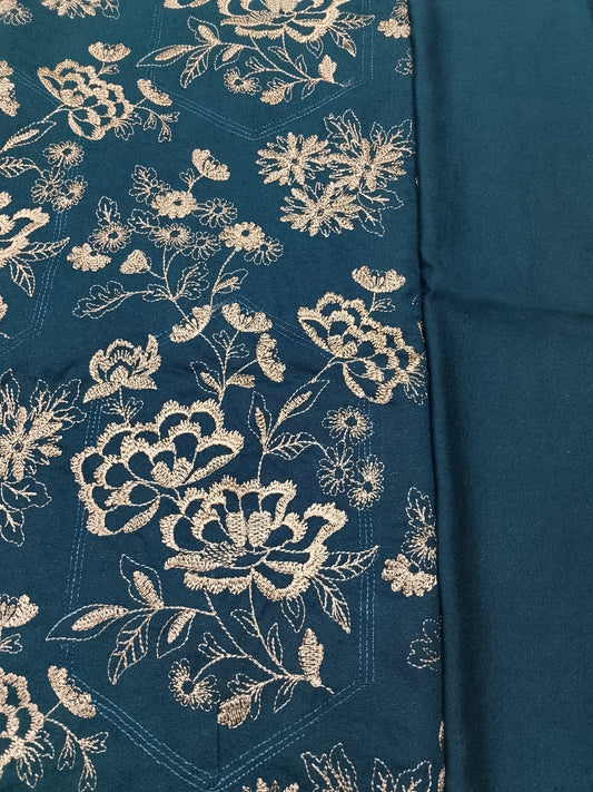 (R25-243) I Rahwaleen Embroidery Karandi Suit (3-Piece) | π Seafoam Glow | Bareeze Prints