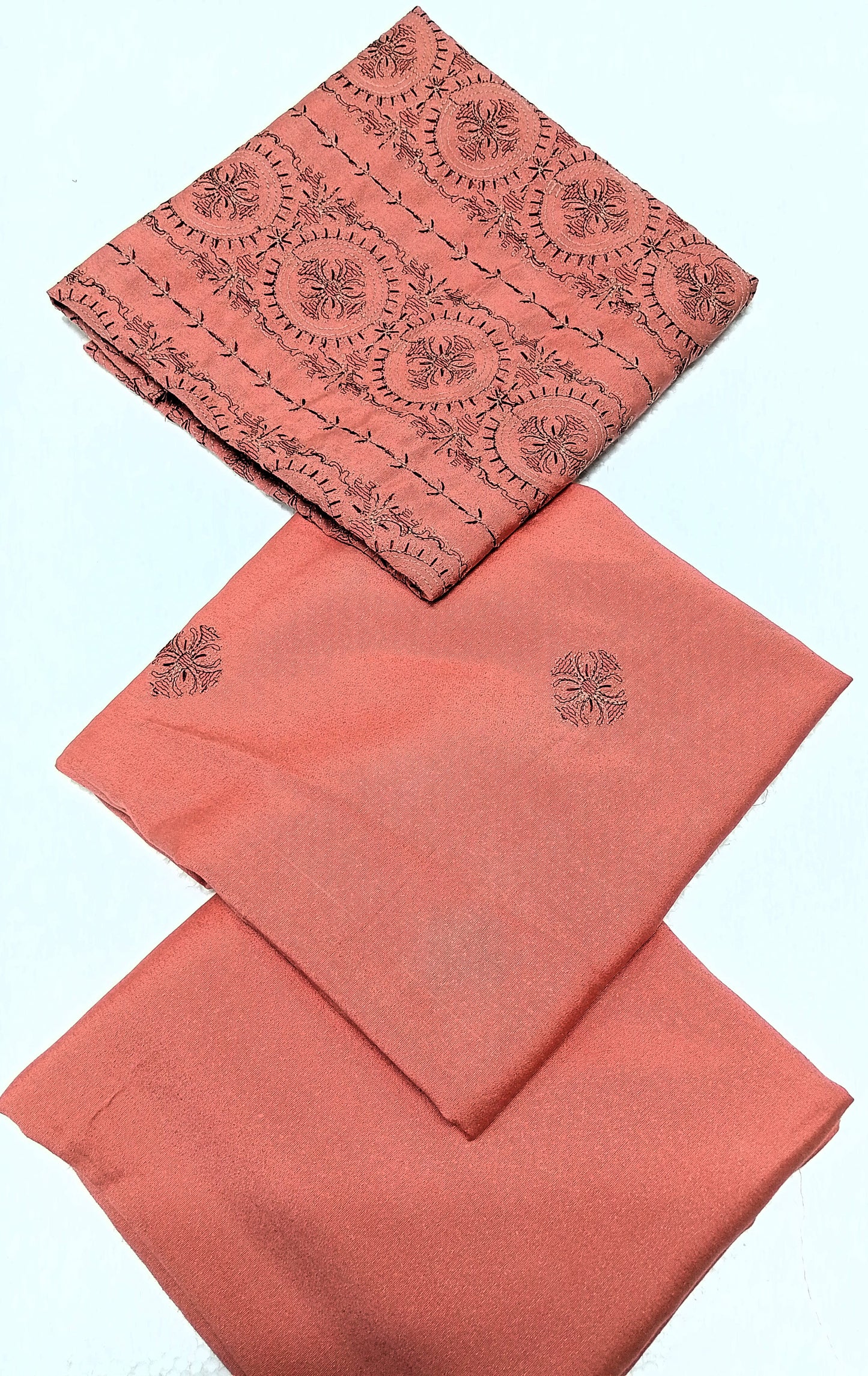 (R25-251) I Rahwaleen Embroidery Karandi Suit (2-Piece) | ๐ Peach Elegance | Bareeze Prints