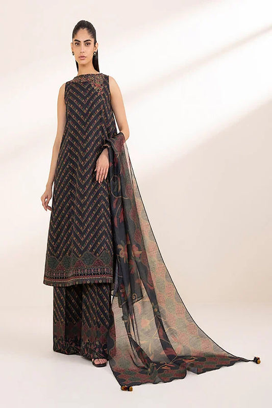 Rahwaleen Embroidery Lawn Suit (3-Piece) | SAPPHIRE Original | 🖤 Deep Multitone | (R25-164)