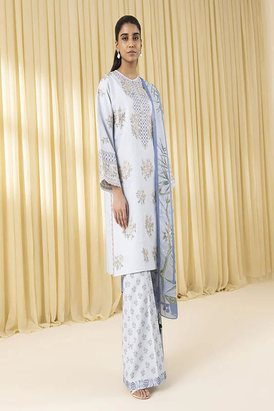 Rahwaleen Embroidery Lawn Suit (3-Piece) | SAPPHIRE Original | 🌬️ Sky Mist | (R25-165)
