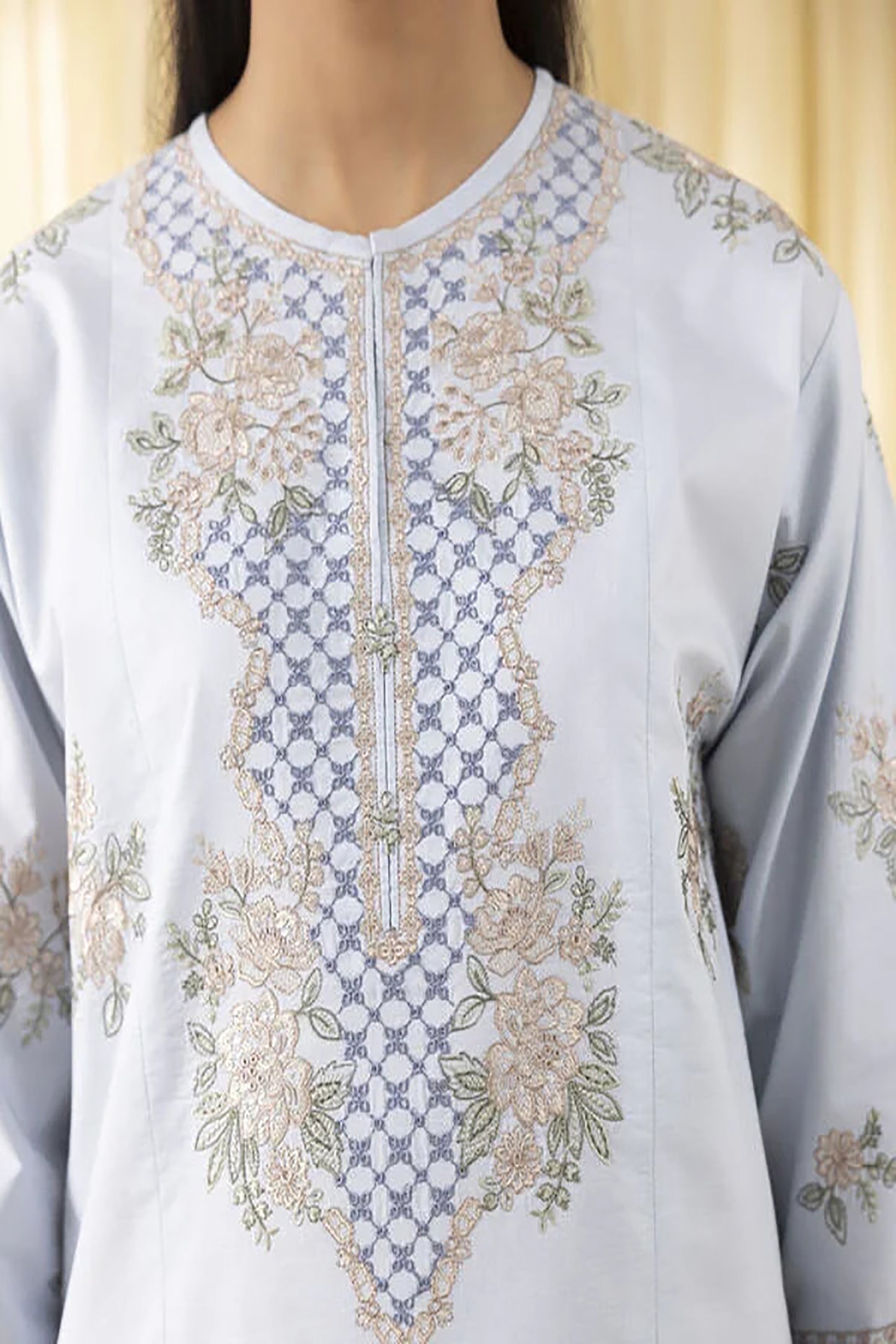 Rahwaleen Embroidery Lawn Suit (3-Piece) | SAPPHIRE Original | 🌬️ Sky Mist | (R25-165)