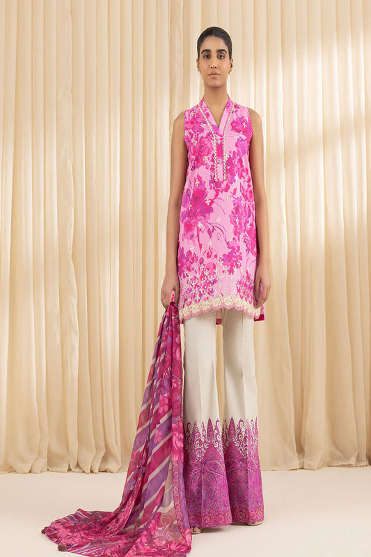 Rahwaleen Embroidery Lawn Suit (3-Piece) | SAPPHIRE Original | 🌸 Blush Petal | (R25-167)