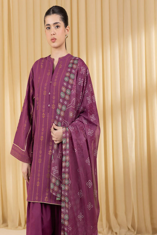 Rahwaleen Embroidery Lawn Suit (3-Piece) | SAPPHIRE Original | ✨💜 Golden Lavender | (R25-172)