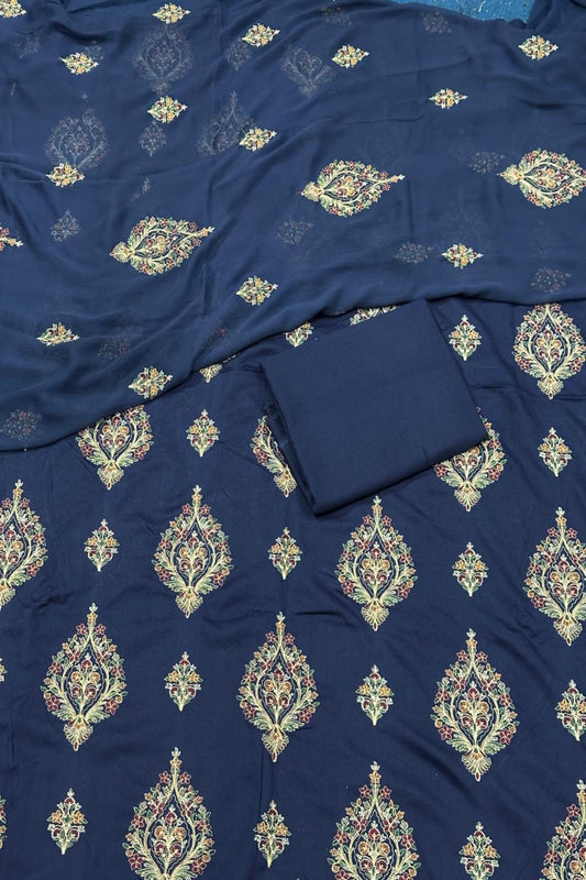 A1 - Rahwaleen Luxury Karandi Embroidered Suit (3-Piece) | Bareeze Prints | (R25-205)