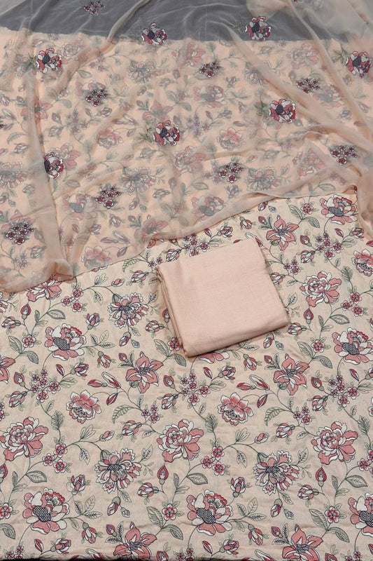 Floral patterned fabric with a folded piece of fabric on top