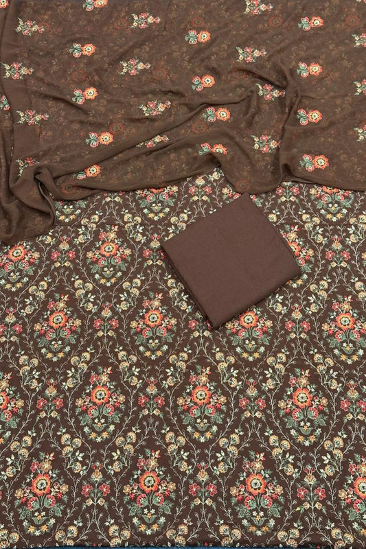 Brown fabric with floral pattern on a matching brown background