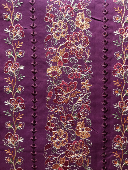 Rahwaleen Embroidery Lawn Suit with Chicken Kari (2-Piece) |🪻 Violet Whispers | (R25-086)