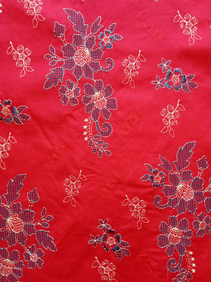 Rahwaleen Embroidery Lawn Suit (3-Piece) |❤️ Scarlet Elegance | (R25-078)