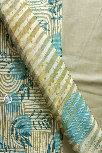 Rahwaleen Printed Lawn Suit (3-Piece) |🤎💙 Lemon Azure | (R25-116)