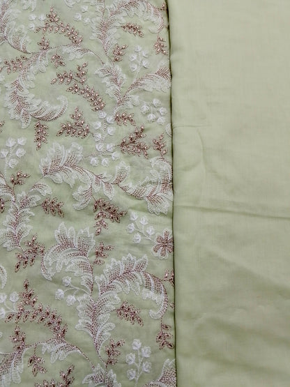 Rahwaleen Embroidered Lawn Suit (3-Piece) | 🌿 Pistachio Bloom | (R25-161)