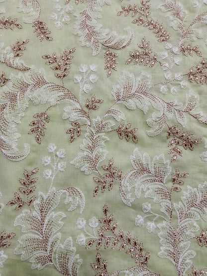 Rahwaleen Embroidered Lawn Suit (3-Piece) | 🌿 Pistachio Bloom | (R25-161)