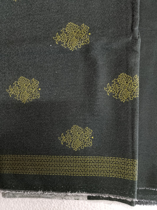 Rahwaleen Winter Printed Karandi Suit (3-Piece) | 💚 Golden Bloom | (R25-196)