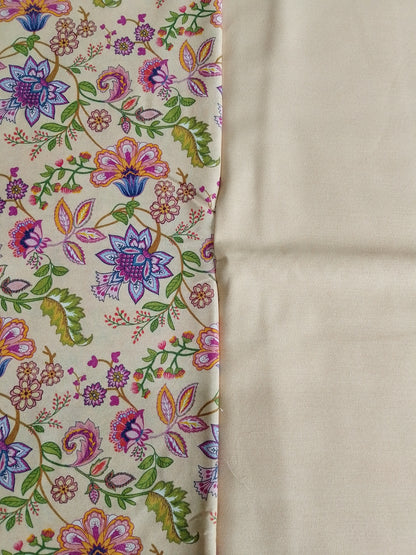 A1 - Rahwaleen Printed Karandi Suit (3-Piece) | 🤍🌸 Sunlit Bloom | (R25-199)