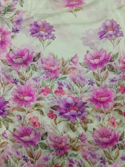 (R25-205) | Rahwaleen Printed Khaddar Suit (3-Piece) | 🌸 Moonlit Garden | Bareeze Prints