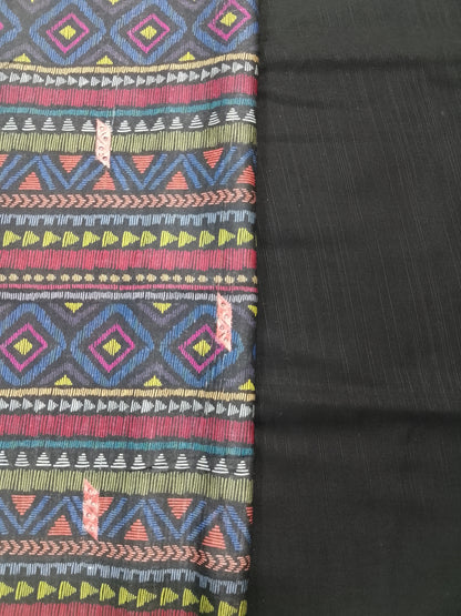 (R25-208) | Rahwaleen Printed Khaddar Suit (3-Piece) | 🖤 Midnight Muse | Bareeze Prints