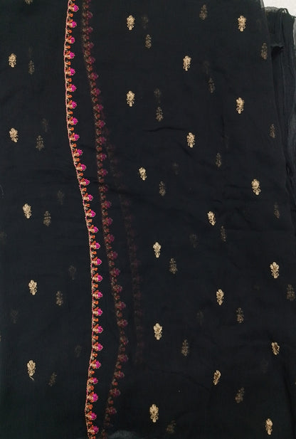 (R25-213) | Rahwaleen Embroidered Karandi Suit (3-Piece) | 🖤 Floral Elegance | Bareeze Prints