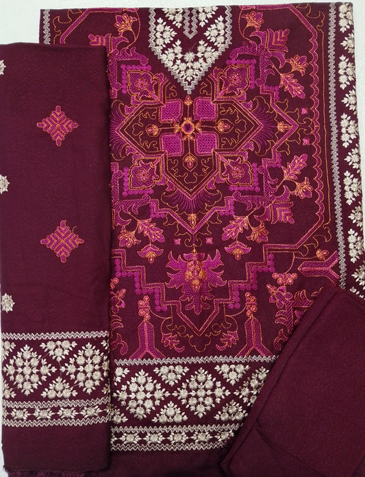 (R25-214) || Rahwaleen Embroidered Karandi Suit (3-Piece) | π· Regal Bloom | Bareeze Prints