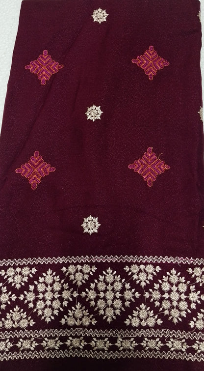 (R25-214) || Rahwaleen Embroidered Karandi Suit (3-Piece) | 🍷 Regal Bloom | Bareeze Prints