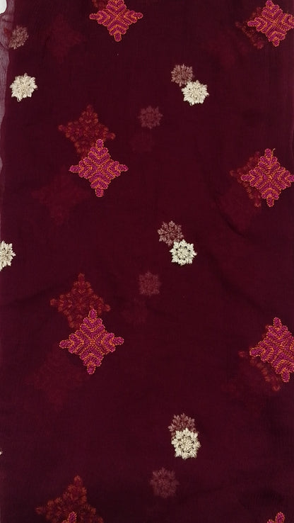 (R25-214) || Rahwaleen Embroidered Karandi Suit (3-Piece) | 🍷 Regal Bloom | Bareeze Prints