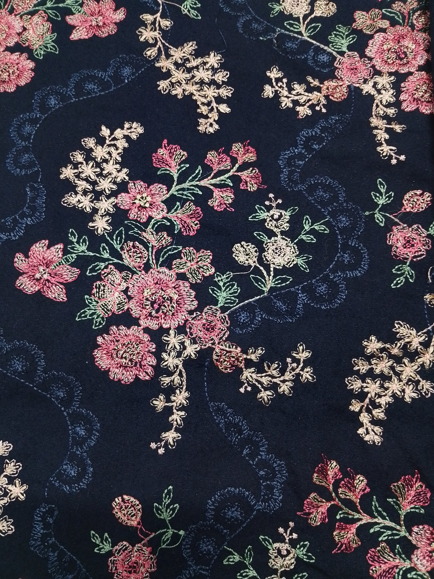 (R25-218) I Rahwaleen Embroidered Karandi Suit (3-Piece) | 🌌 Midnight Blossom | Bareeze Prints