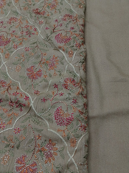 (R25-219) IRahwaleen Embroidered Karandi Suit (3-Piece) | 🌸 Golden Petals | Bareeze Prints