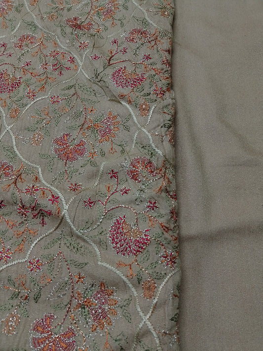 (R25-219) IRahwaleen Embroidered Karandi Suit (3-Piece) | 🌸 Golden Petals | Bareeze Prints