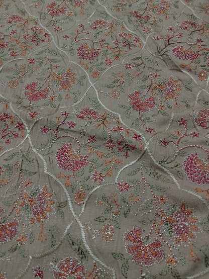 (R25-219) IRahwaleen Embroidered Karandi Suit (3-Piece) | 🌸 Golden Petals | Bareeze Prints