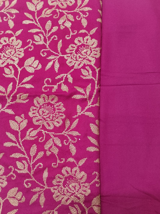 (R25-221) I Rahwaleen Embroidery Karandi Suit (3-Piece) | 🌺 Rosewood Glow | Bareeze Prints