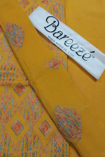 (R25-225) I Rahwaleen Embroidery Karandi Suit (3-Piece) | 🌼 Sunshine Grace | Bareeze Prints