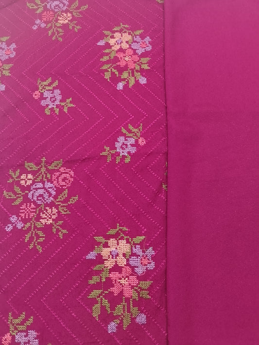 (R25-226) I Rahwaleen Embroidery Karandi Suit (3-Piece) | π· Maroon Majesty | Bareeze Prints