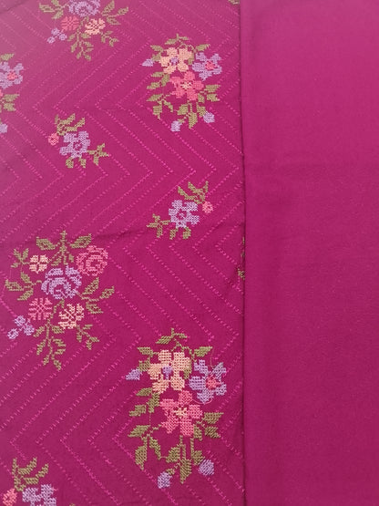 (R25-226) I Rahwaleen Embroidery Karandi Suit (3-Piece) | 🍷 Maroon Majesty | Bareeze Prints