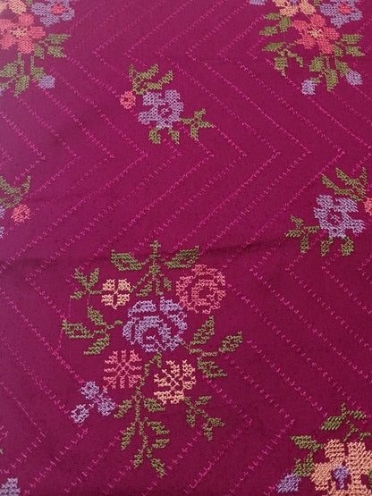 (R25-226) I Rahwaleen Embroidery Karandi Suit (3-Piece) | 🍷 Maroon Majesty | Bareeze Prints