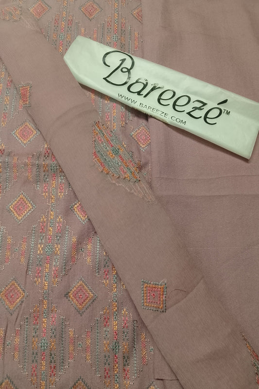 Brown fabric with Bareeze label on a matching brown background