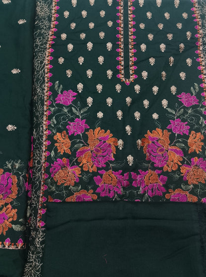 (R25-215) |Rahwaleen Embroidered Karandi Suit (3-Piece) | 🌿 Emerald Charm | Bareeze Prints