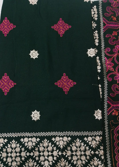 (R25-216) I Rahwaleen Embroidered Karandi Suit (3-Piece) | 🌿 Emerald Charm | Bareeze Prints