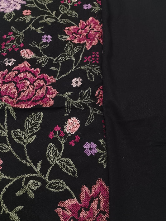 (R25-231) I Rahwaleen Embroidery Karandi Suit (3-Piece) | 🖤 Noir Elegance | Bareeze Prints