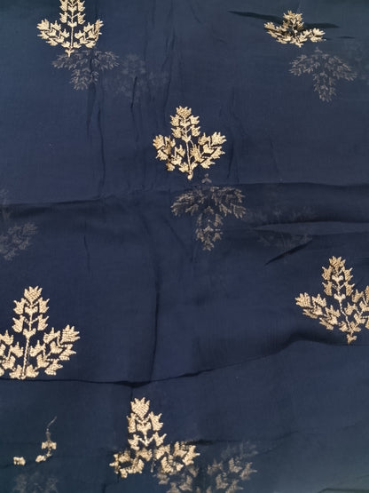 (R25-235) I Rahwaleen Embroidery Karandi Suit (3-Piece) | 🌌 Royal Midnight | Bareeze Prints