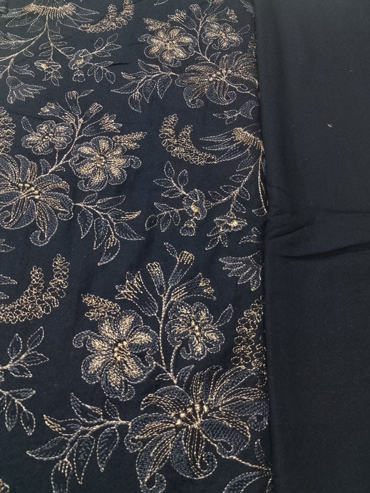 (R25-223) I Rahwaleen Embroidery Karandi Suit (3-Piece) | π©Ά Silver Dusk | Bareeze Prints