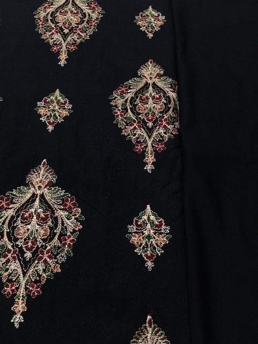 (R25-240) I Rahwaleen Embroidery Karandi Suit (3-Piece) | π Golden Noir | Bareeze Prints