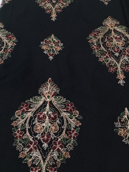 (R25-240) I Rahwaleen Embroidery Karandi Suit (3-Piece) | 🌑 Golden Noir | Bareeze Prints