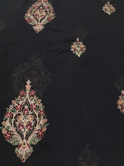 (R25-240) I Rahwaleen Embroidery Karandi Suit (3-Piece) | 🌑 Golden Noir | Bareeze Prints