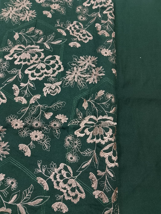 (R25-245) I Rahwaleen Embroidery Karandi Suit (3-Piece) | 🌿 Emerald Glow | Bareeze Prints