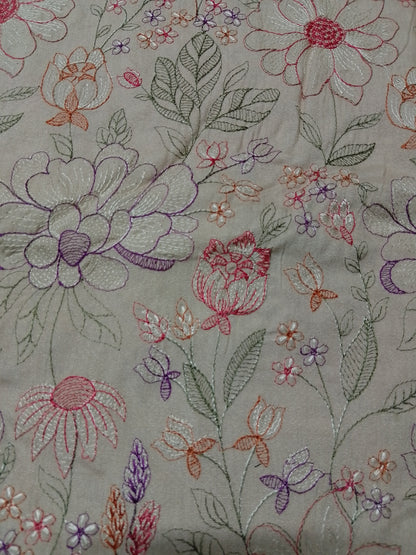 (R25-246) I Rahwaleen Embroidery Karandi Suit (3-Piece) | 🌸 Sandstone Bloom | Bareeze Prints