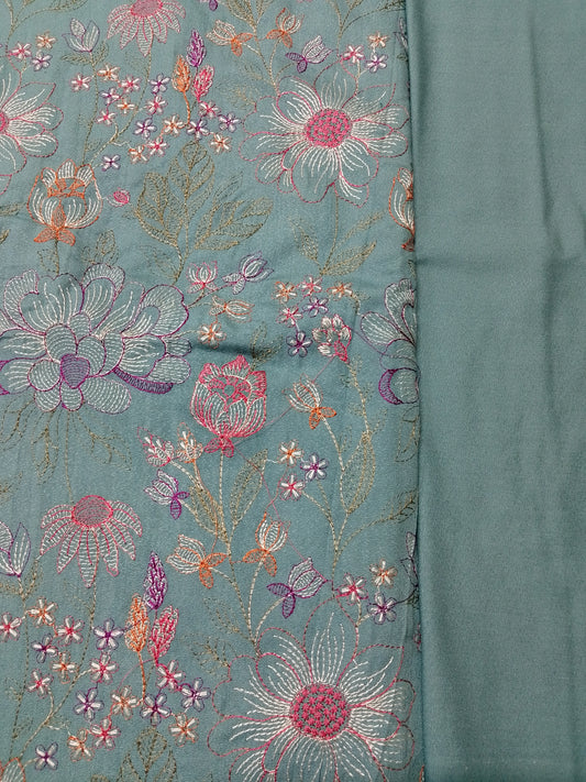 (R25-238) I Rahwaleen Embroidery Karandi Suit (3-Piece) | π¦ Turquoise Harmony | Bareeze Prints